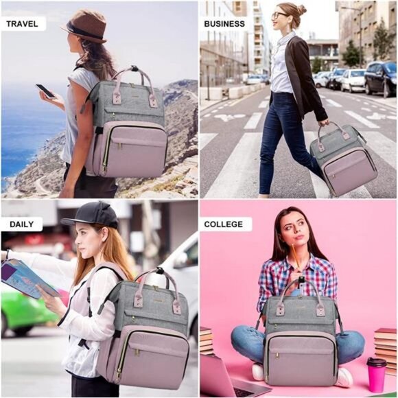 Laptop Backpack for Women Fashion Business Computer Backpack Travel Bags 7-Inch - Picture 6 of 6